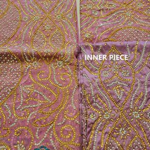 Lavender Net & Taffeta George Wrapper with Gold Rhinestone 3 Piece, 6 Yards